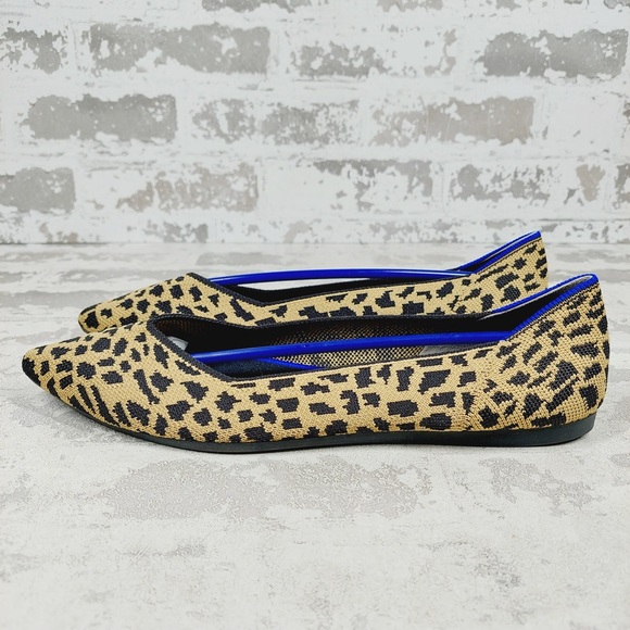 NEW Rothy’s The Point Tan Black Leopard Print Slip On Ballet Flats O168
